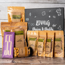 Load image into Gallery viewer, Loving Bhaiya &amp; Bhabhi Gift Hamper- 9 Healthy and Nutritious Snacks - Gift Box
